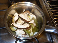 cooking_shitakes Sliced and cooked with EVOO and garlic
